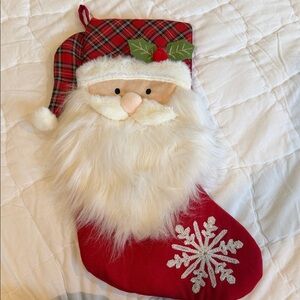 Plaid Santa Christmas Stocking with Snowflake